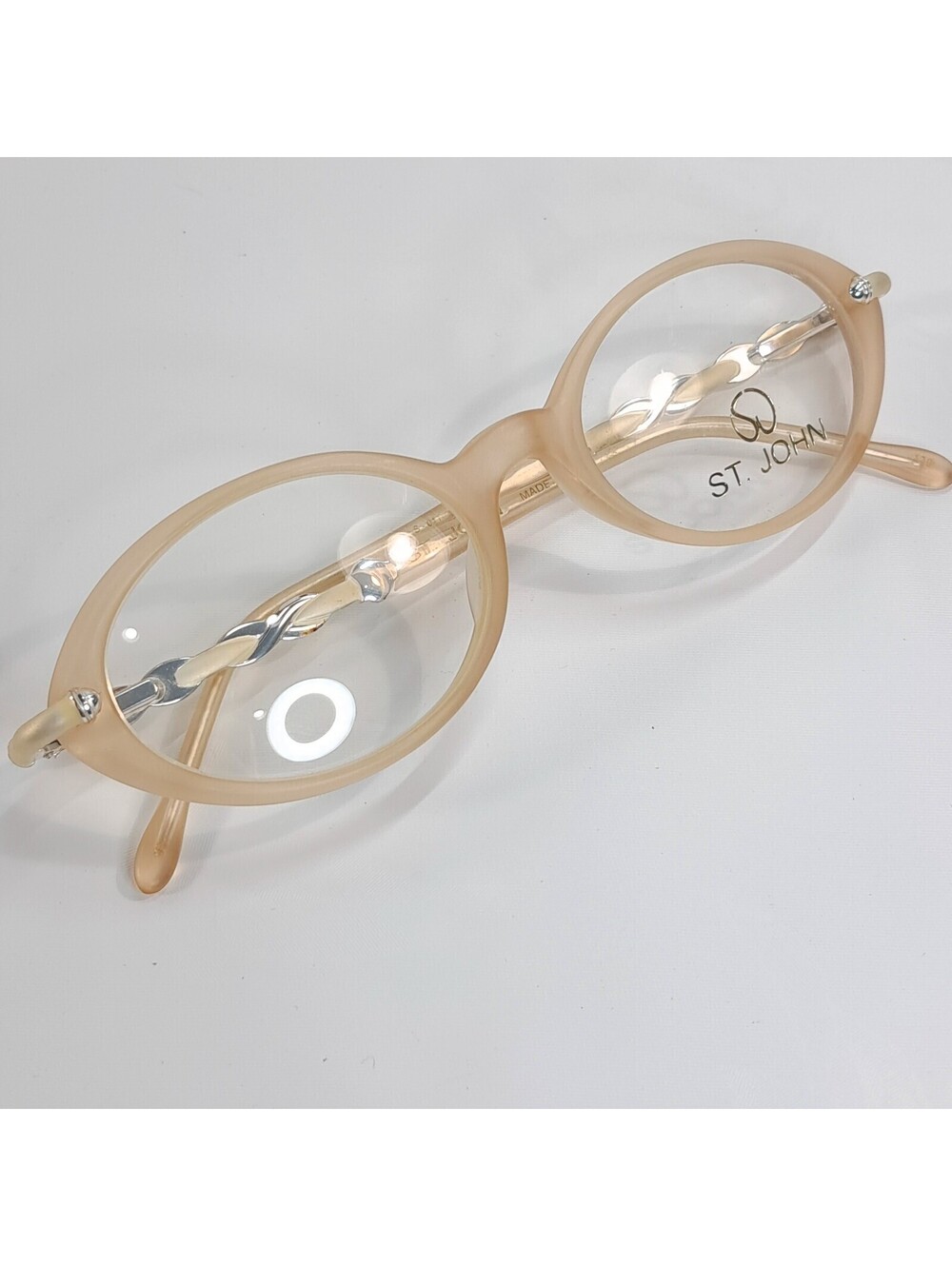 St. John Eyeglasses Frame champagne pink twisted silver logo S-011 CHM 48-19-130